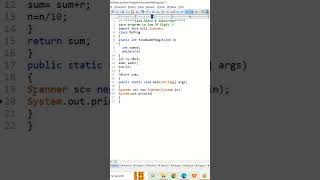 Program to find Sum of Digit #java  #viral #viralvideo #viralshort #shorts #shortvideo #education