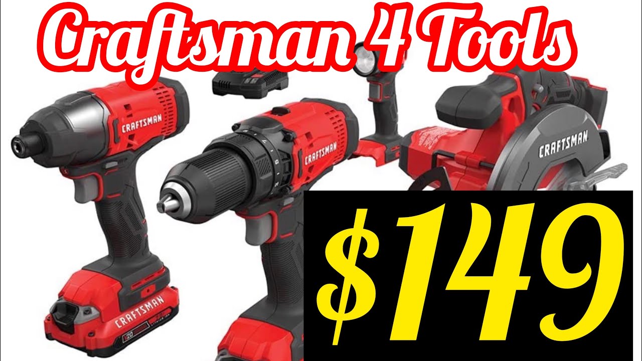 CRAFTSMAN V20 Cordless Drill Combo Kit, 4 Tool for only 149 at Amazon