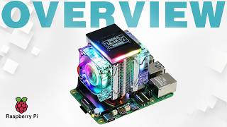 Freenove Raspberry Pi 5 Cooler [Overview] Aluminum Heatsink OLED Screen 2x PWM ARGB Fans Light Sync