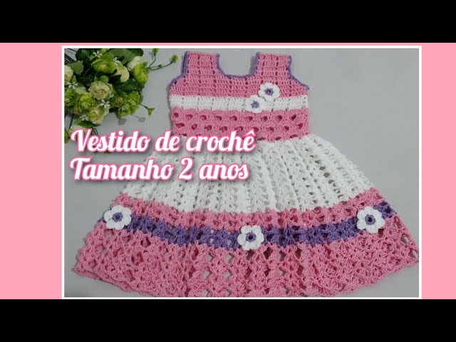 vestido crochê infantil algodão 1 a 2 anos