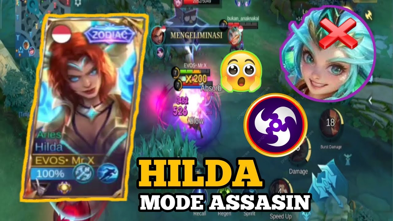HILDA PAKAI EMBLEM ASSASIN MODE SOLO KIIL. 