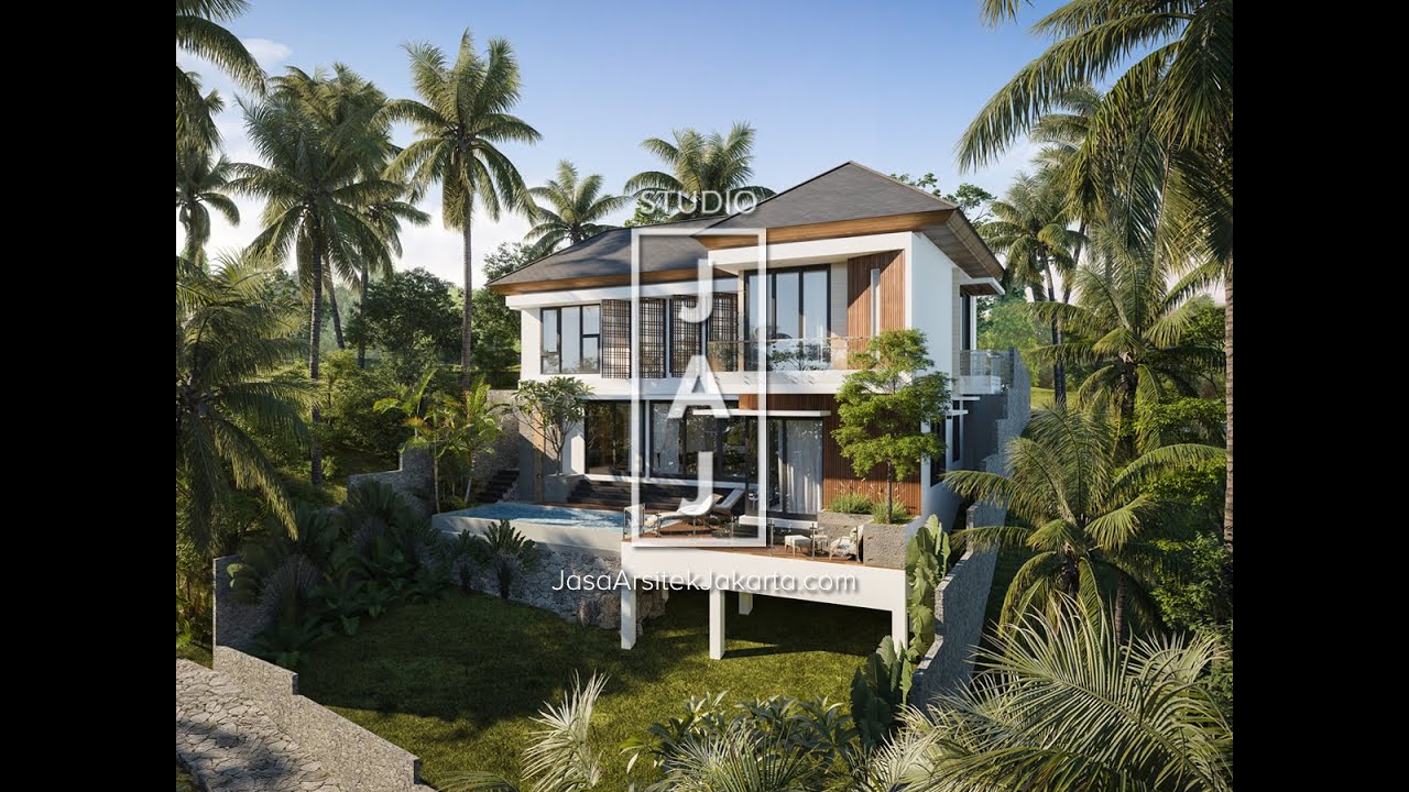 Desain Villa 2 Lantai 232 M2 Style Modern Tropis Bapak Sutrisno Di Gunung Geulis