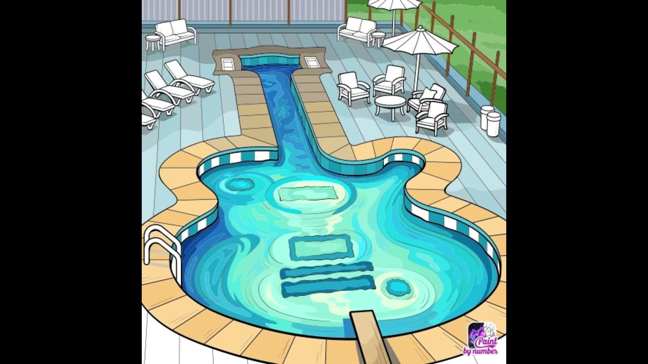 Guitar/Pool/Summer/Cool #digital #relax #love #beauty #style #fashion#art #color #pool #summer #love