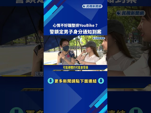心情不好踹整排YouBike? 警鎖定男子身分通知到案－民視新聞