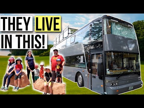 Family Of 8 Living In A Two Story Rv! | Double Decker Bus Tour