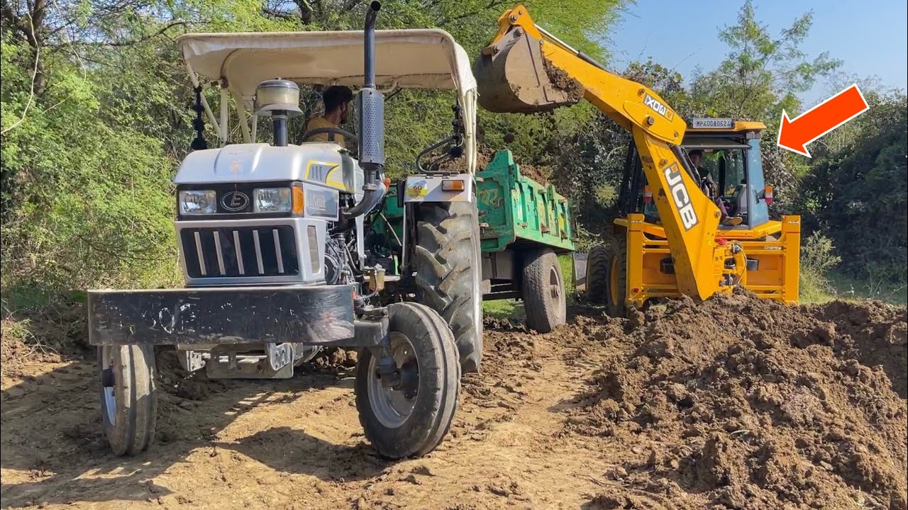 JCB 3dx Xpert 4wd Machine and Eicher 485 Tractor with Trolley महा शिवरात्रि की तैयारी की सेवा में