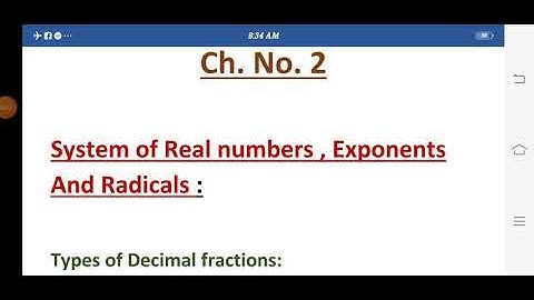 System of Real Number, Exponents And Radicals