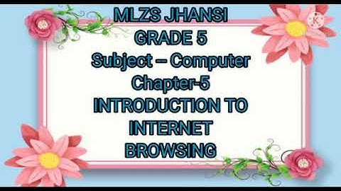 MLZS JHANSI CLASS 5 Computer Chapter 5 Introduction to Internet Browsing Lecture 1