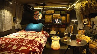 Stealth Car Camping  in Cold Rain｜Relaxing alone in a gorgeous car｜Vanlife｜ASMR