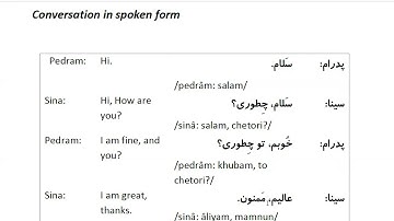 Farsi Conversation: Most Common Words and Phrases: Lesson 1: Greetings