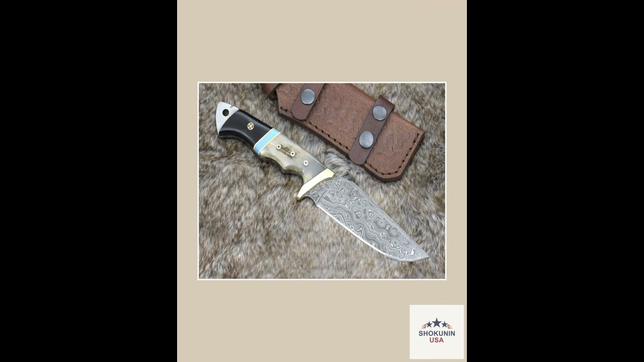 Reaver Hunting Knife with Ram Horn & Turquoise Handle