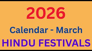 Calendar festivals #March Calendar #2026 #Festivals 2026 #calendarhindufestivals #calednarvideo