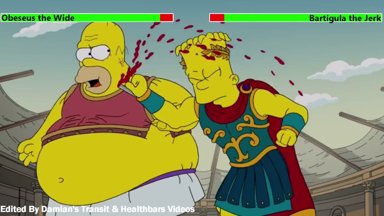 Obeseus the Wide vs. Bartigula the Jerk with healthbars