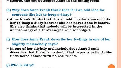 Class 7, Chapter 3, From The Diary of Anne Frank, Answers by English Gurukul EnglishGurukul