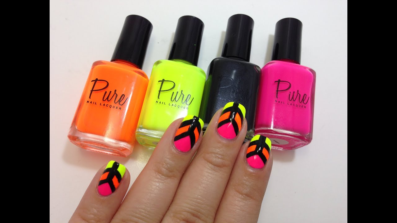 7. Neon Nail Art with Tape - wide 6