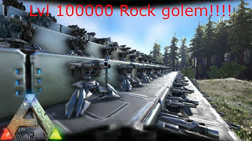 Ark: 120 Tek Turrets vs lvl 100000!!! Rock Golem!!!!