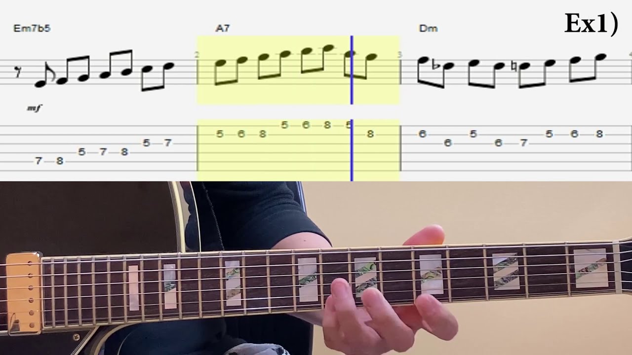 Minor 2-5-1/ Em7b5-A7-Dm - examples with comments