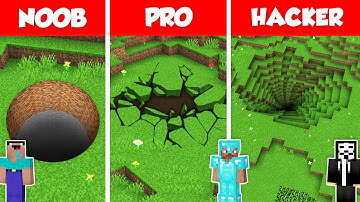 TUNNEL PIT HOLE BASE HOUSE BUILD CHALLENGE - NOOB vs PRO vs HACKER / Minecraft Battle Animation