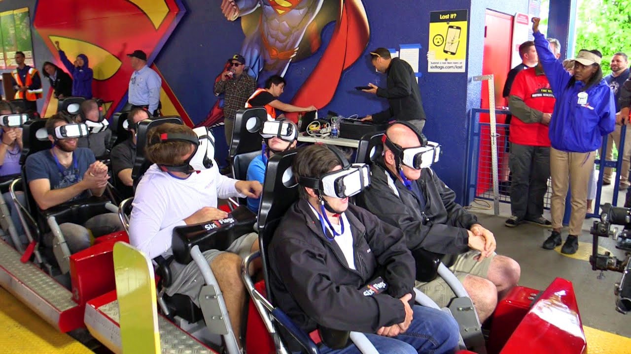 Superman The Ride VR Coaster opening ceremony with first riders at Six Flags New England HD