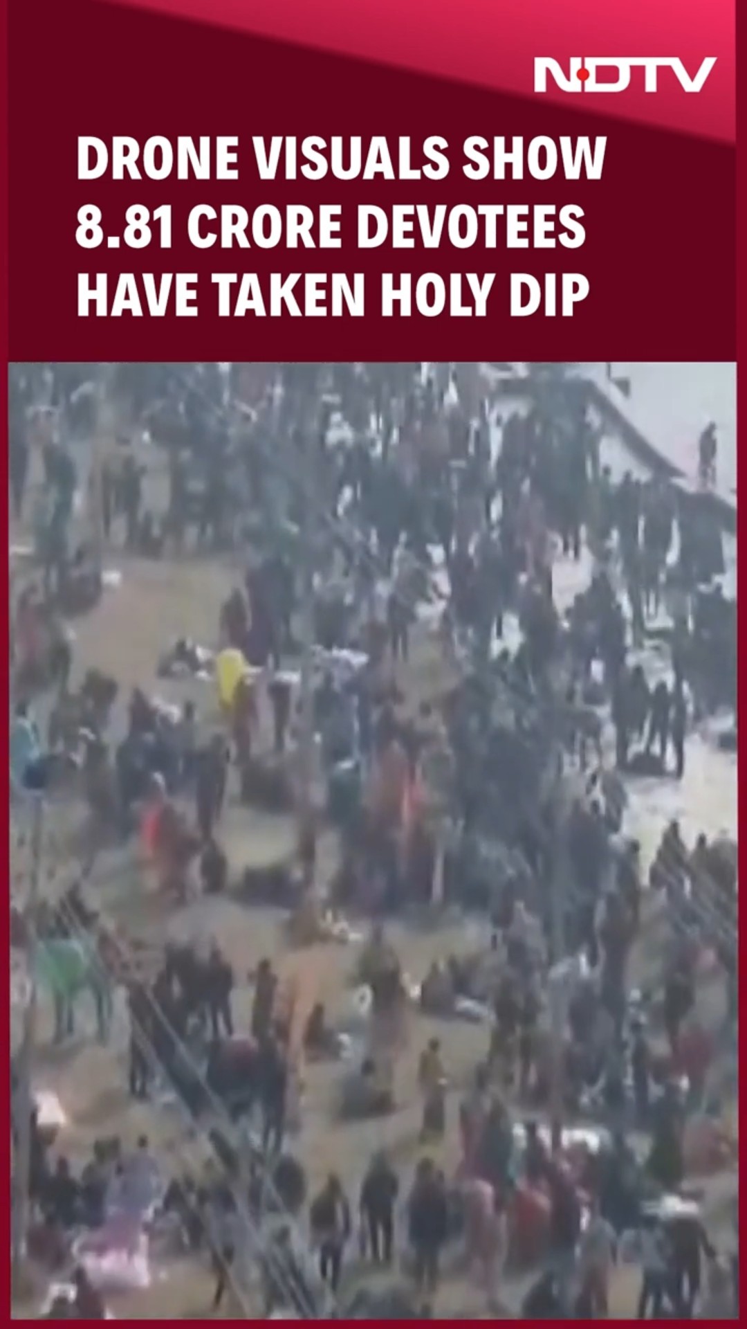 Drone Visuals Show 8.81 Crore Devotees Have Taken Holy Dip At Sangam In Maha Kumbh Till Now
