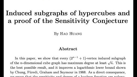 Boolean Functions - Lecture 11 - The Sensitivity Conjecture
