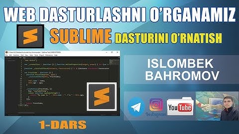 ⚡️ 1-dars. Sublime dasturini o