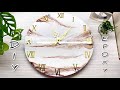 Diy epoxy resin wall clock white and gold resin art