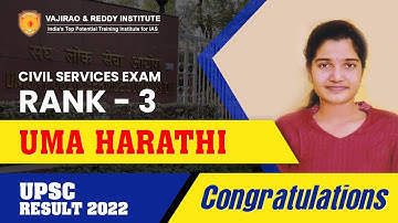 Uma Harathi AIR 3 UPSC Topper 2022 | IAS Mock Interview | Vajirao & Reddy Institute