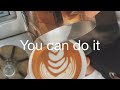 How to practice latte art while working at cafe (Basic heart and tulip for beginners)