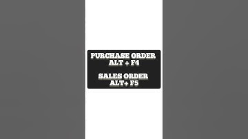 shortcut key of purchase order &sales order in tally ERP 9