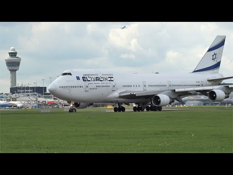 *PW4056 Spoolup* El Al B747 Takes off from Amsterdam Airport Schiphol