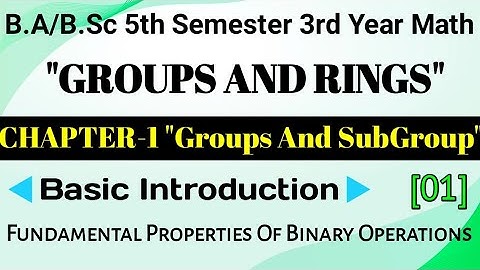 Groups And Subgroups Chapter-1|B.Sc Third Year Groups And Rings Math|5th Sem|Basic Concept|Lecture-1