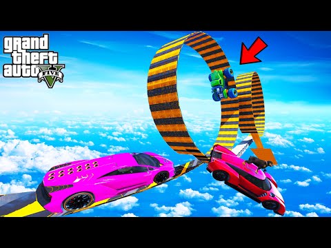 FRANKLIN TRIED IMPOSSIBLE DUAL LOOP MEGA RAMP PARKOUR CHALLENGE GTA 5 | SHINCHAN and CHOP