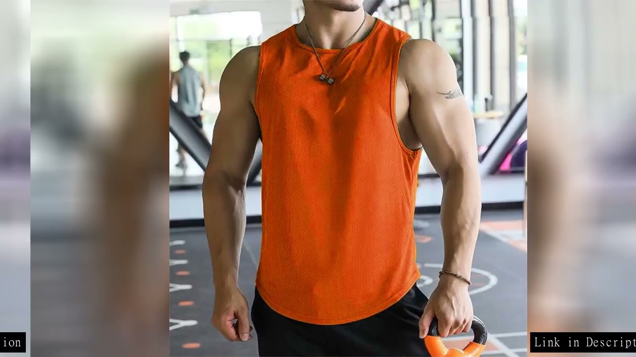 2024 new Men Tank Tops Sleeveless Shirt Polyester Mesh Material Quick Dry Breathable Men Workout Fit