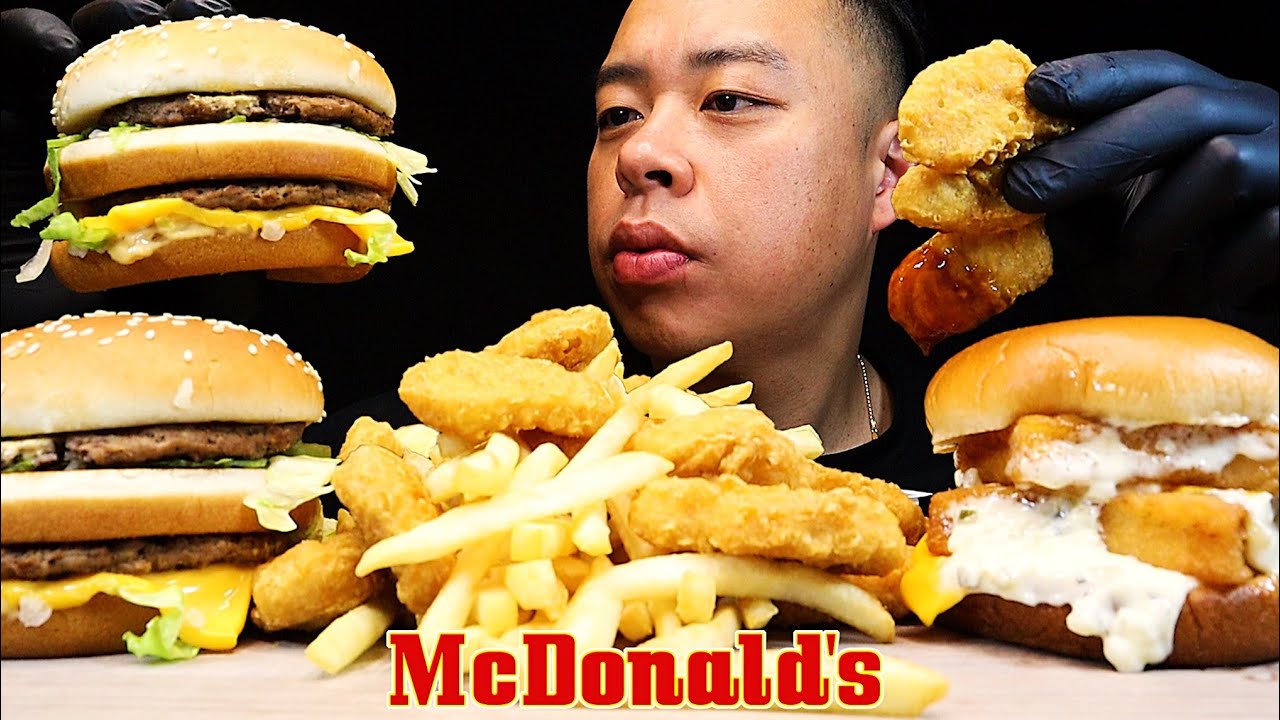 ASMR MCDONALDS BIG MAC WITH DOUBLE FILET O FISH EXTRA TARTAR SAUCE