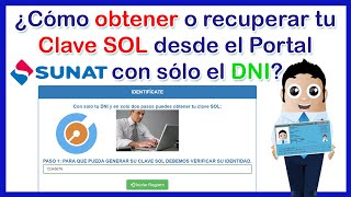 How to obtain or recover the SUNAT SOL Key online 2020