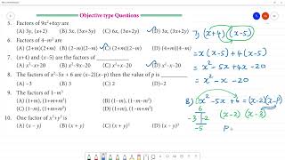 Class 8 TN Maths 3 ALGEBRA   Exercise 3.4  Objective type Questions  5. Factors of 9x2+6xy are(A) 3y