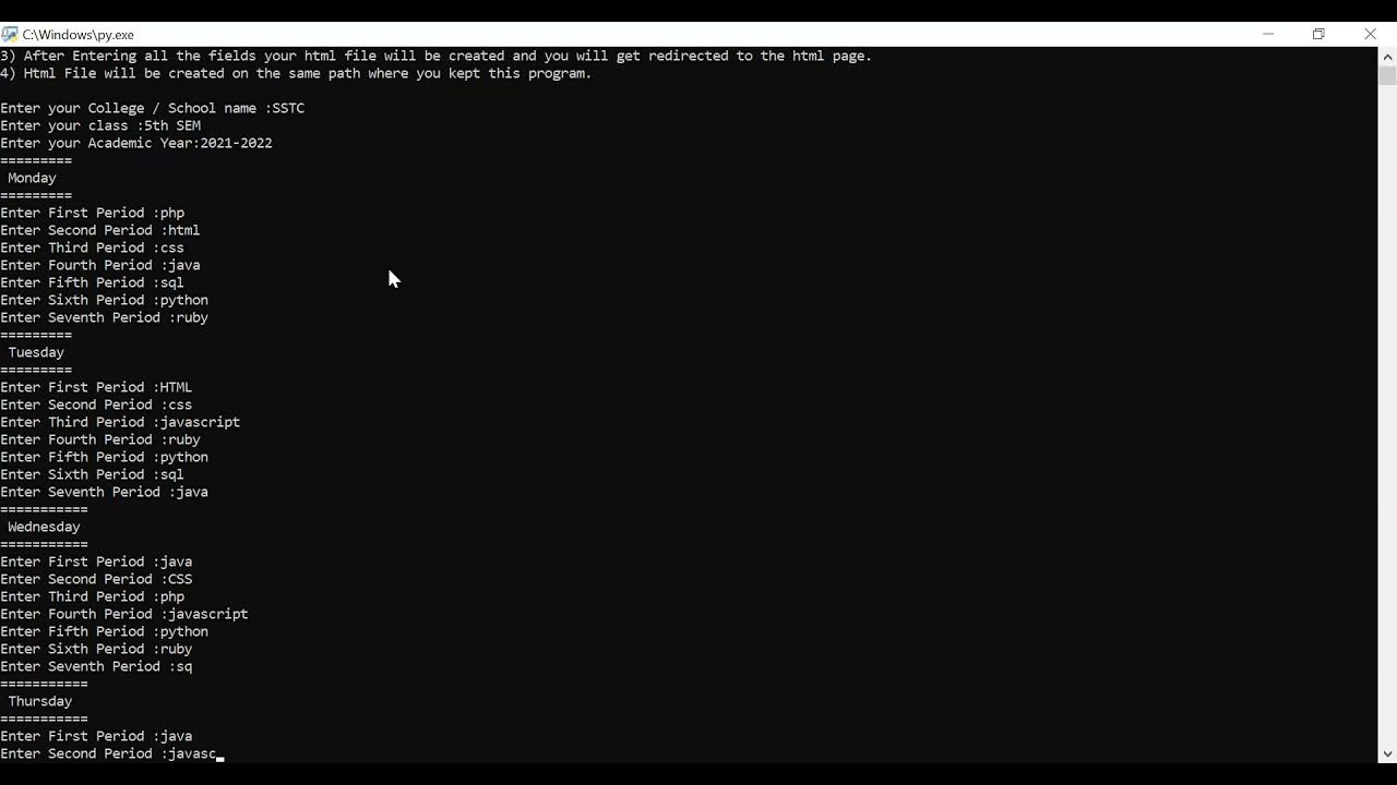 Time table generator using python - YouTube