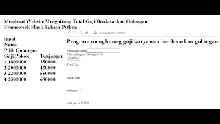 Membuat Website dengan Framework Flask Bahasa Python Menghitung Total Gaji Karyawan dari Golongan