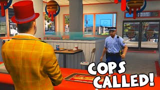 CLOWN FIRST DAY AT BURGER SHOT *COPS CALLED* - GTA RP