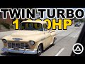 1000 hp twin turbo 55 chevy 3100  a street racing legend shredding tires