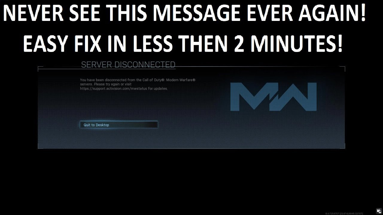 YOU HAVE BEEN DISCONNECTED FROM THE CALL OF DUTY SERVERS! FINAL FIX ...