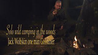 Solo Wildcamping in the Woods, Jack Wolfskin one man gossamer bivvy tent. Camp fire.