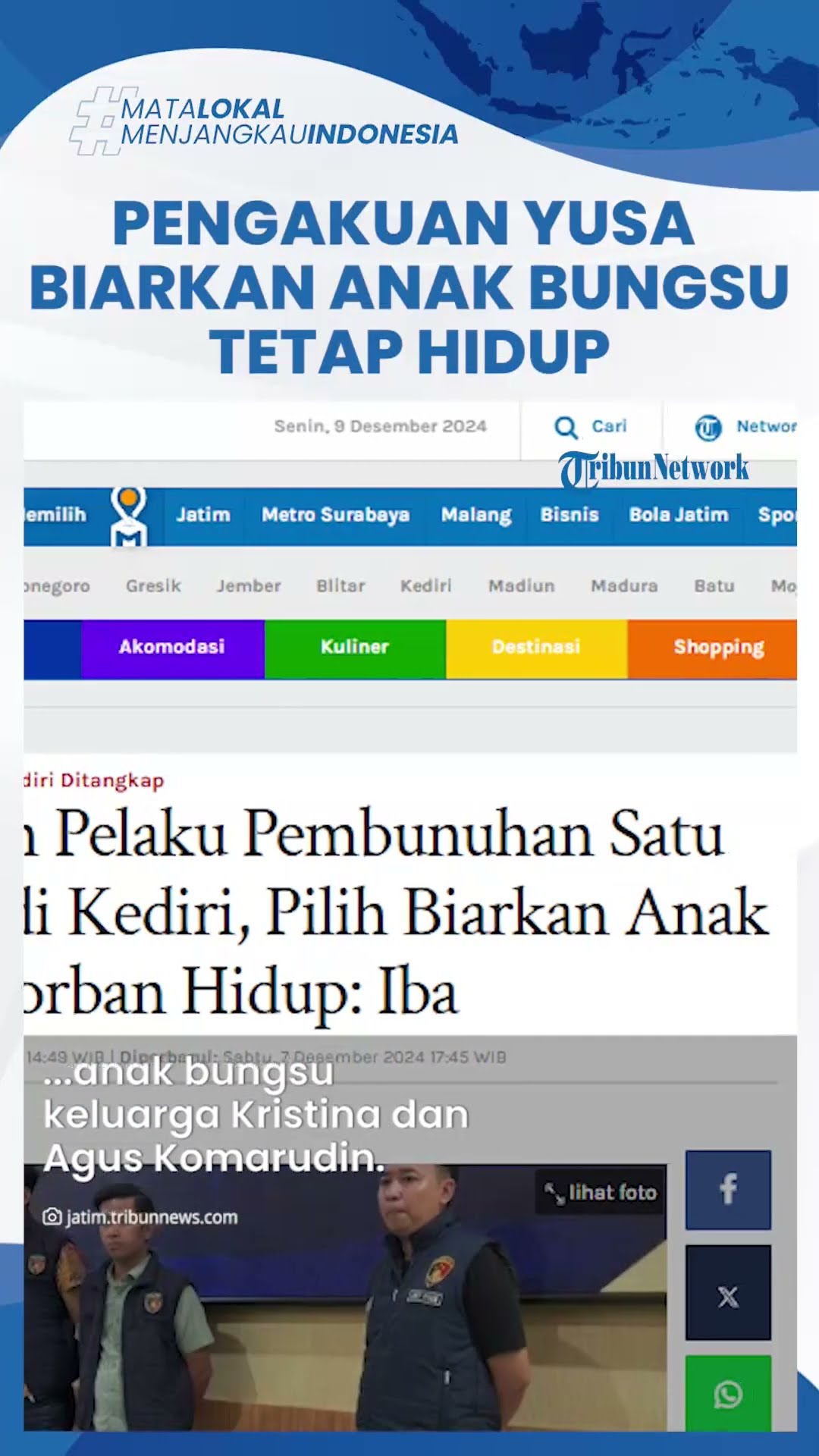Pengakuan Yusa Pelaku Pembunuhan Satu Keluarga di Kediri, Biarkan Anak Bungsu Hidup karena Iba