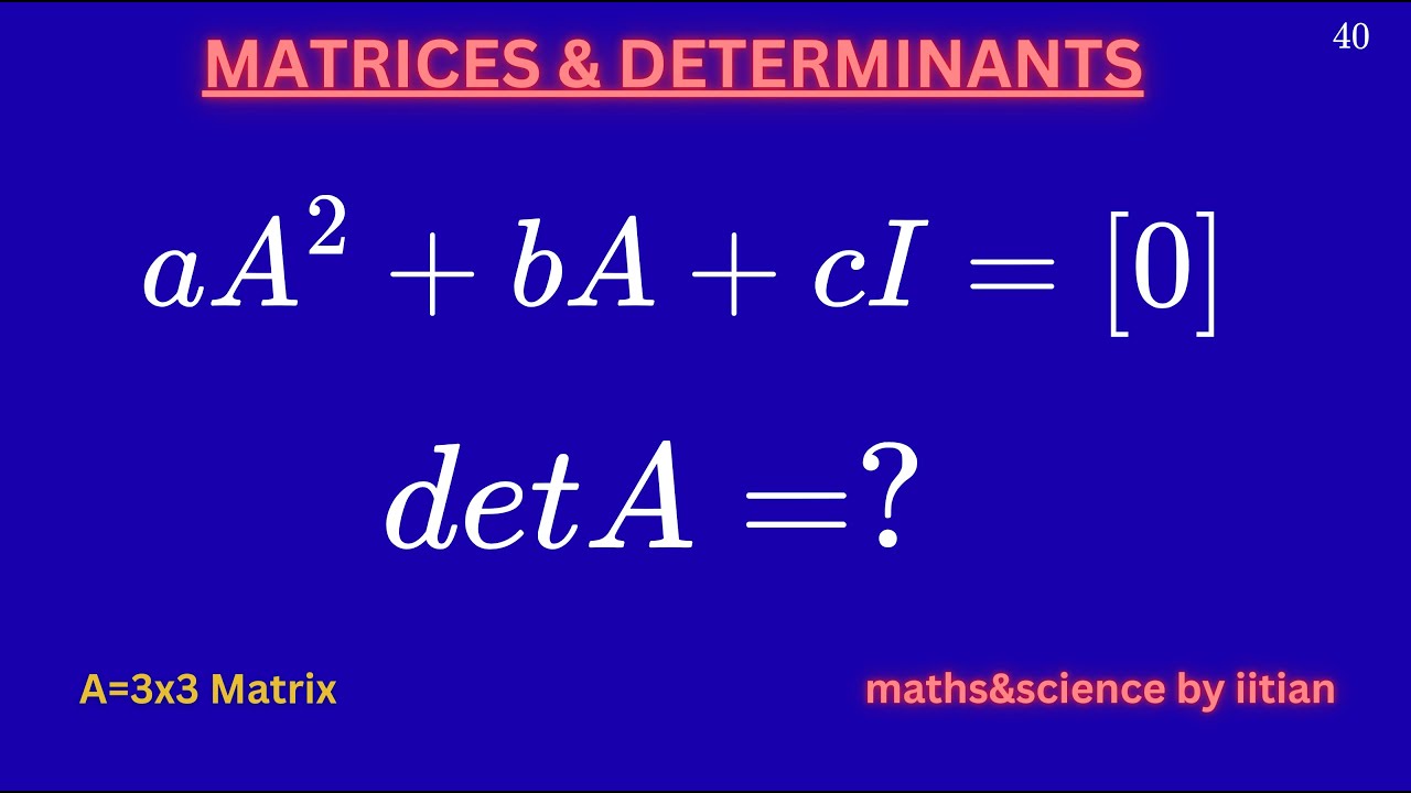 Solve aA² + bA + cI = 0 and Find the SECRET to Eigenvalues and ...