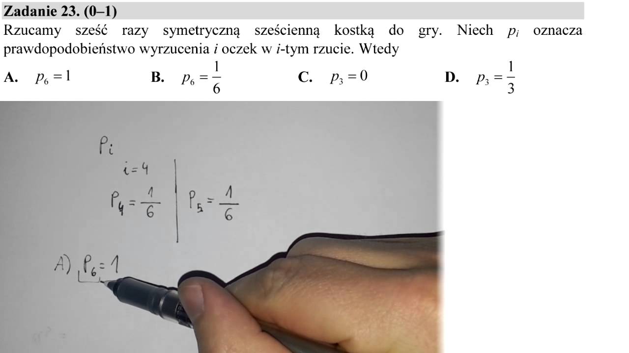 matura 2014 grudzień [zad 23] Rzucamy sześć razy symetryczną sześcienną