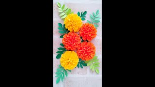 Paper Marigold.#shorts #papercraft #paperflower #flowermaking #origami