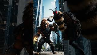 Sher Superhero ne bee ko ek punch me blast 💥 kia#viral #shorts#lionking#ai #aiart#battle#war