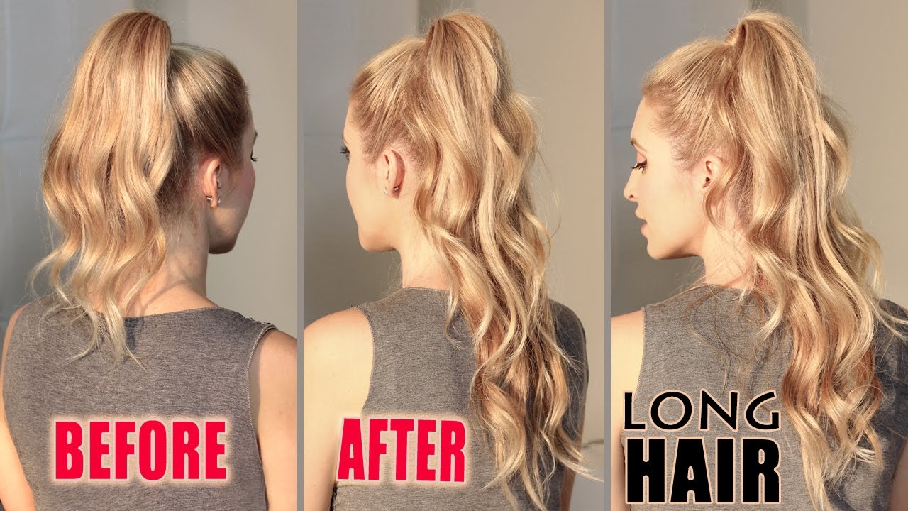 How To Get Long Hair In 2 Min Without Extensions Ariana Grande Hair Tutorial