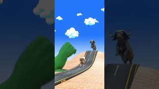 Long Slide Game With Cow Elephant Gorilla Hippopotamus Tiger - 3D Animal Game - Funny 3D Animals